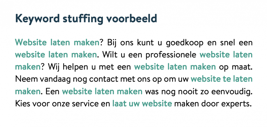 Keyword stuffing voorbeeld. 